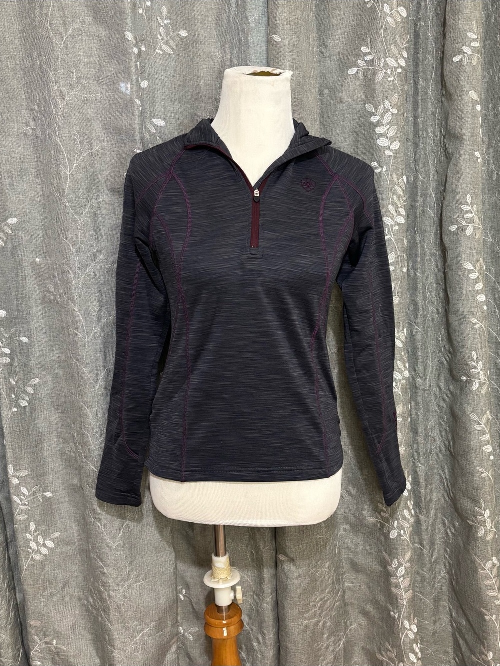 Ariat Black Half-Zip Hoodie with Plum Stitching